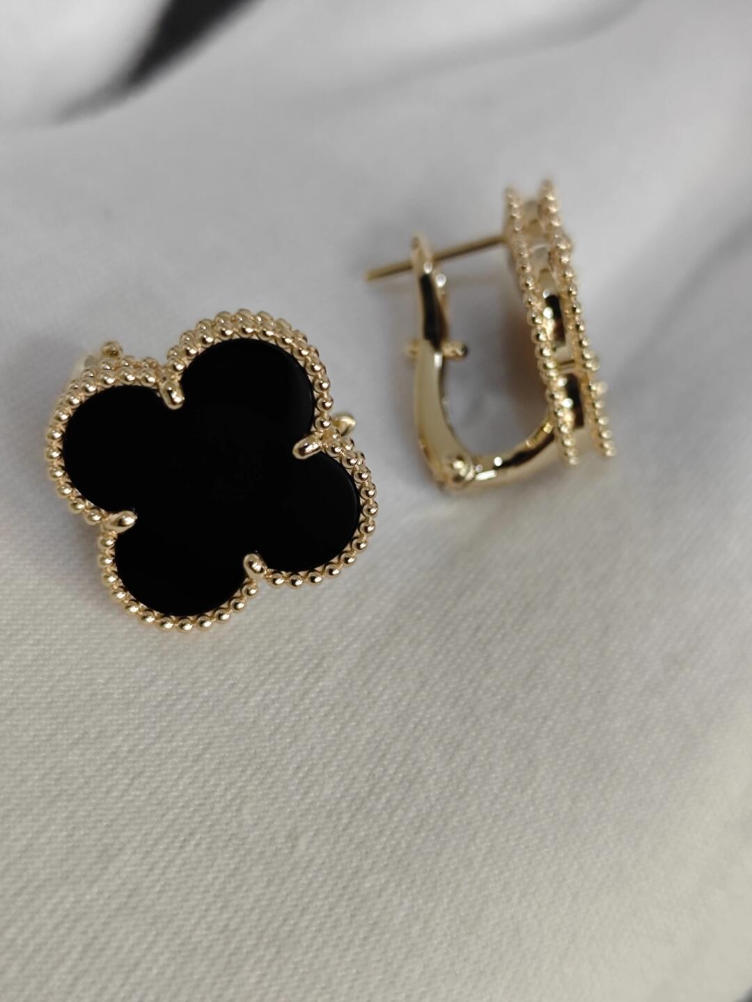 [LUXE]CLOVER 20MM BLACK MOP EARRINGS