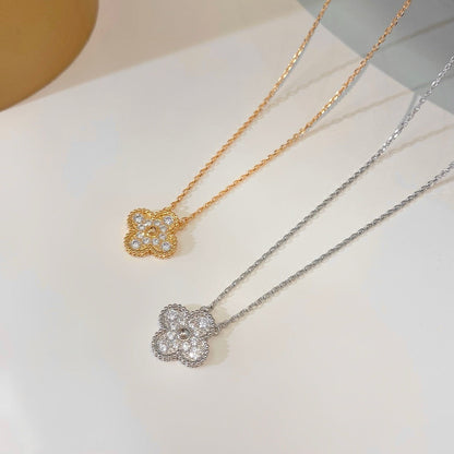 [LUXE]CLOVER 15MM DIAMOND SINGLE FLOWER NECKLACE