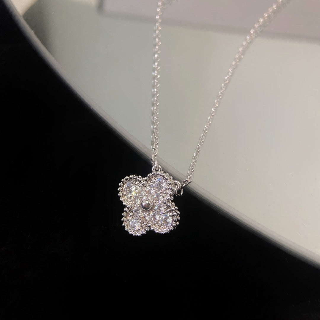 [LUXE]CLOVER 15MM DIAMOND SINGLE FLOWER NECKLACE