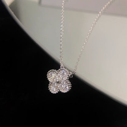 [LUXE]CLOVER 15MM DIAMOND SINGLE FLOWER NECKLACE