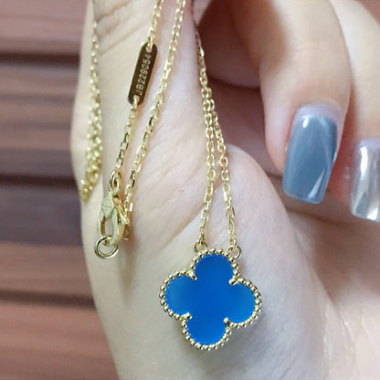 [LUXE]CLOVER 15MM BLUE AGATE NECKLACE