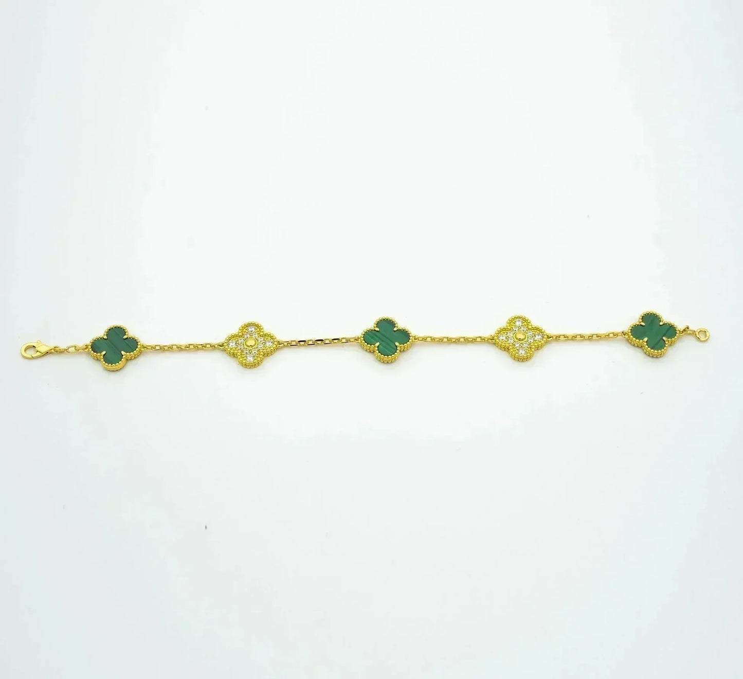 [LUXE] CLOVER 5 MOTIF MALACHITE BRACELET COLLECTION