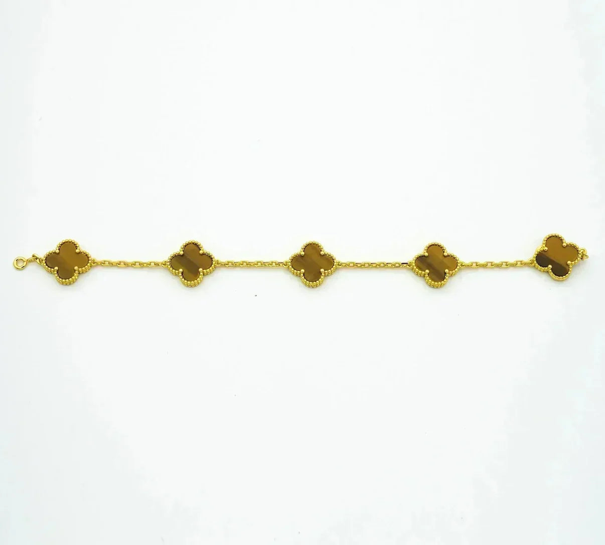 [LUXE] CLOVER 5 MOTIFS TIGER EYE BRACELET COLLECTION