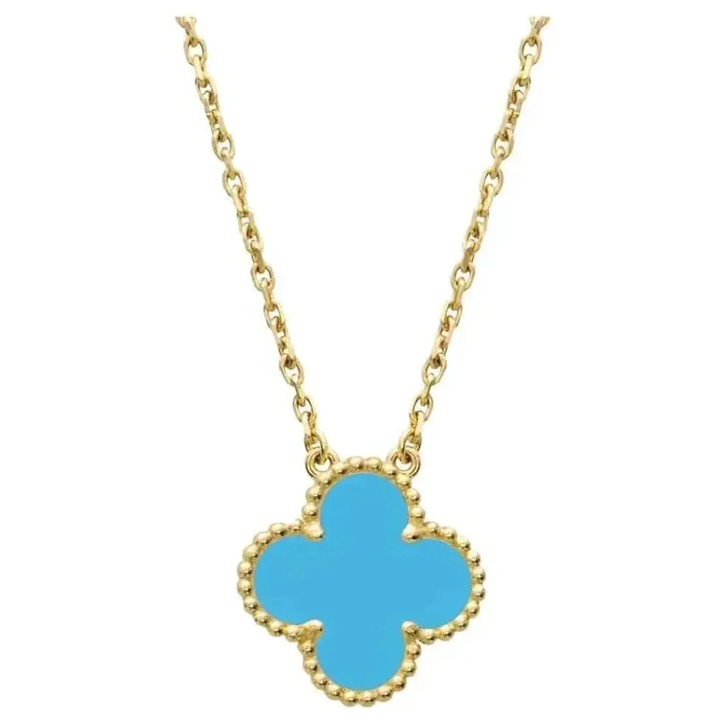[LUXE]CLOVER 15MM VINTAGE TURQUOISE NECKLACE