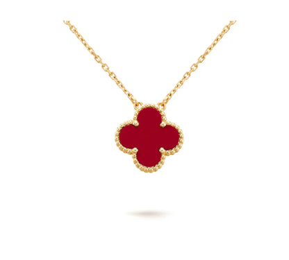 [LUXE]CLOVER 15MM CARNELIAN SINGLE FLOWER NECKLACE