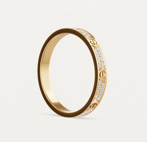 [LUXE]LOVE RING 2.6mm-wide full-diamond ring Gold