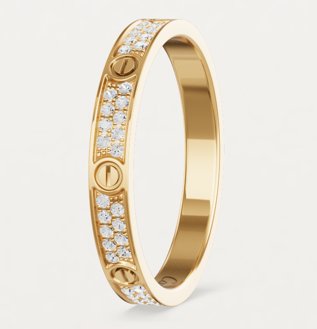 [LUXE]LOVE RING 2.6mm-wide full-diamond ring Gold