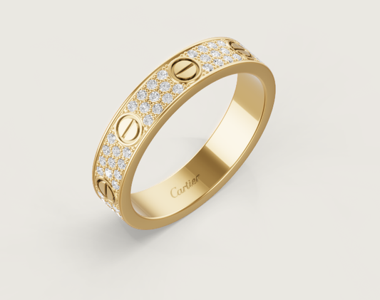 [LUXE]LOVE RING 4mm-wide full-diamond ring GOLD