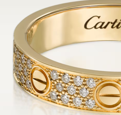 [LUXE]LOVE RING 4mm-wide full-diamond ring GOLD