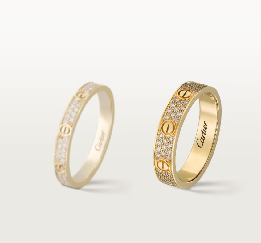 [LUXE]LOVE RING 4mm-wide full-diamond ring GOLD