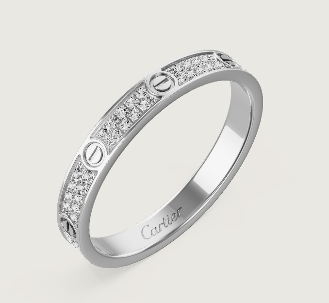 [LUXE]LOVE RING 2.6mm-wide full-diamond ring silver