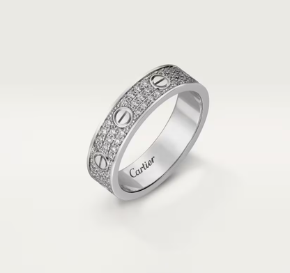 [LUXE]LOVE RING 4mm-wide full-diamond ring silver