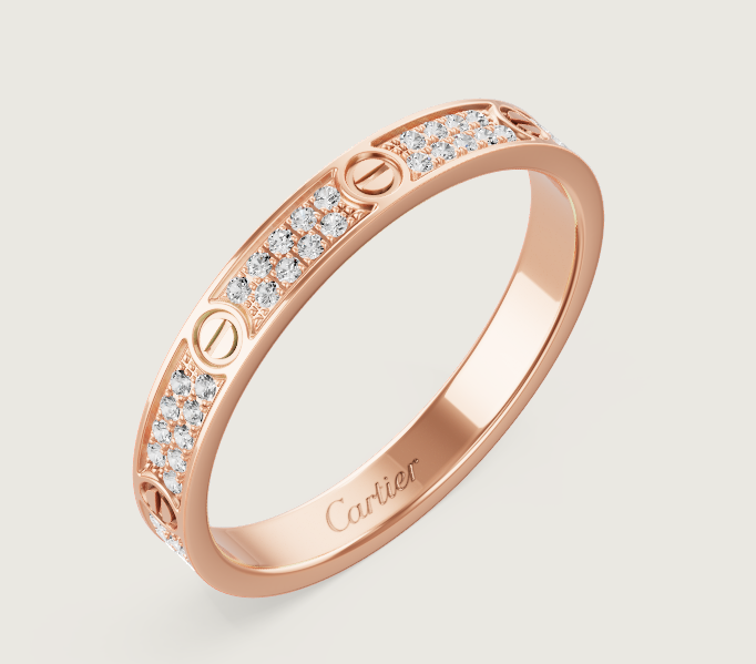 [LUXE]LOVE RING 2.6mm-wide full-diamond ring Rose Gold