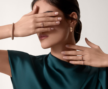 [LUXE]LOVE RING 2.6mm-wide full-diamond ring Rose Gold