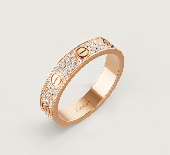 [LUXE]LOVE RING 4mm-wide full-diamond ring Rose Gold