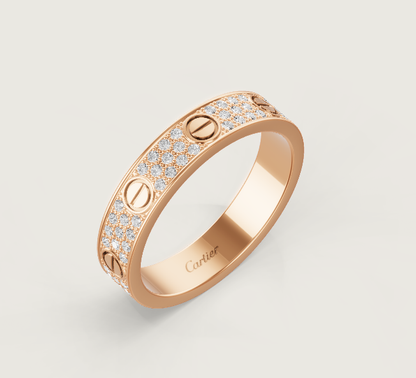 [LUXE]LOVE RING 4mm-wide full-diamond ring Rose Gold