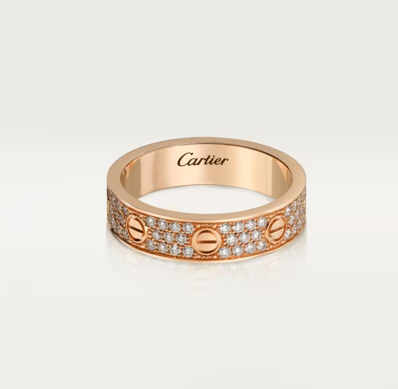 [LUXE]LOVE RING 4mm-wide full-diamond ring Rose Gold