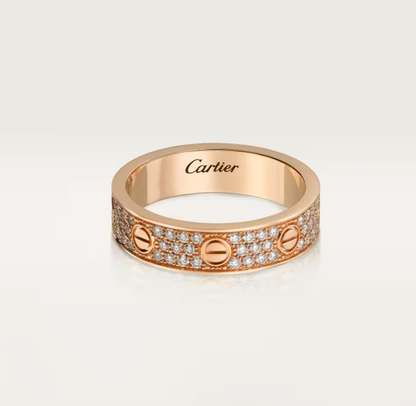 [LUXE]LOVE RING 4mm-wide full-diamond ring Rose Gold