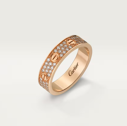 [LUXE]LOVE RING 4mm-wide full-diamond ring Rose Gold