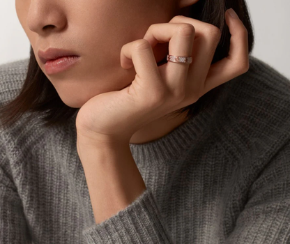 [LUXE]LOVE RING 4mm-wide full-diamond ring Rose Gold
