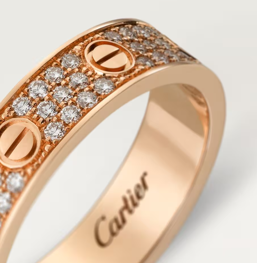 [LUXE]LOVE RING 4mm-wide full-diamond ring Rose Gold