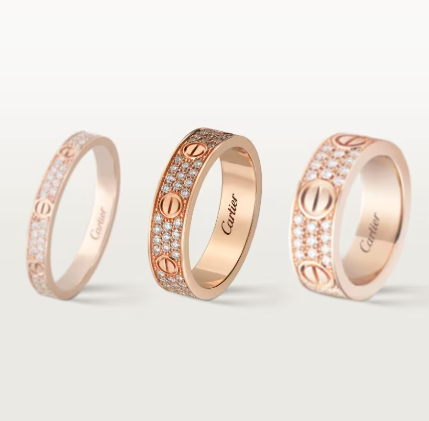 [LUXE]LOVE RING 4mm-wide full-diamond ring Rose Gold