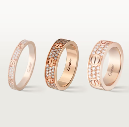 [LUXE]LOVE RING 4mm-wide full-diamond ring Rose Gold