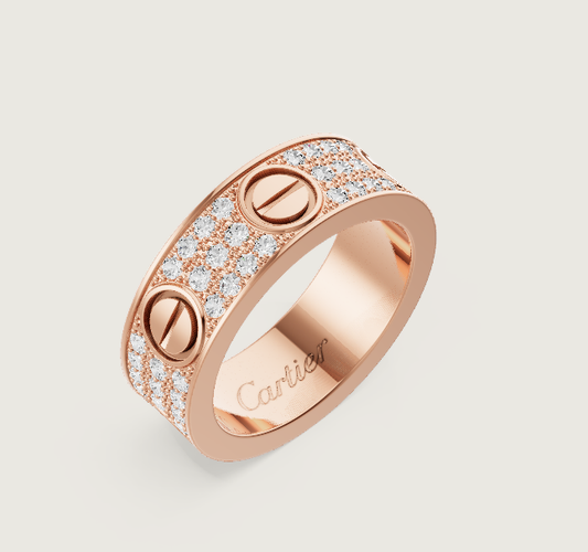 [LUXE]LOVE RING 6.5mm-wide full-diamond ring Rose Gold