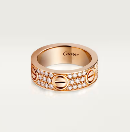 [LUXE]LOVE RING 6.5mm-wide full-diamond ring Rose Gold