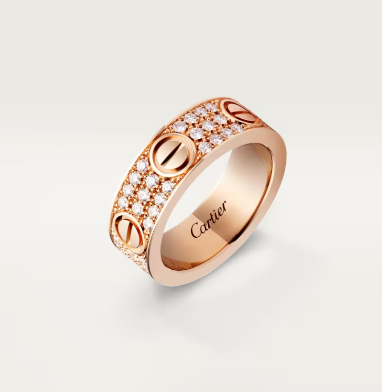 [LUXE]LOVE RING 6.5mm-wide full-diamond ring Rose Gold