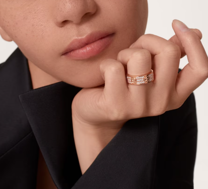 [LUXE]LOVE RING 6.5mm-wide full-diamond ring Rose Gold