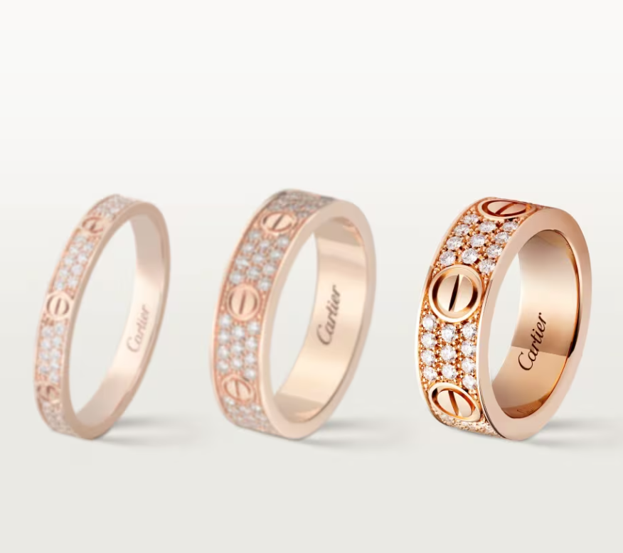 [LUXE]LOVE RING 6.5mm-wide full-diamond ring Rose Gold