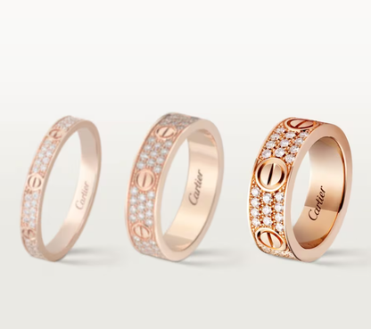 [LUXE]LOVE RING 6.5mm-wide full-diamond ring Rose Gold