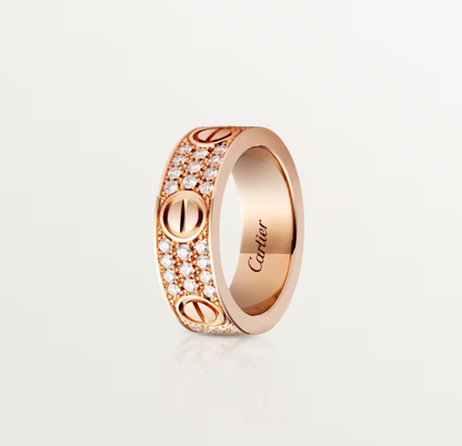 [LUXE]LOVE RING 6.5mm-wide full-diamond ring Rose Gold