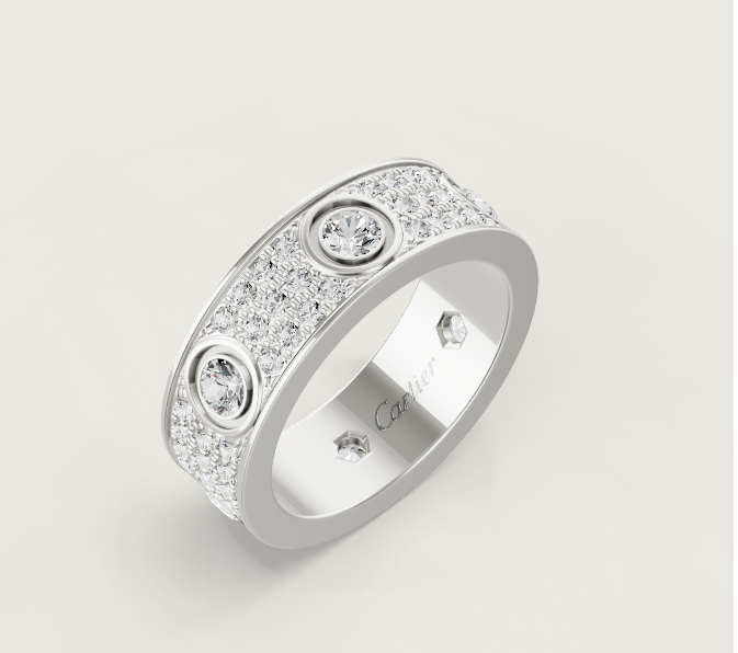 [LUXE]LOVE RING 6.5MM Full Diamond, 6 Major Diamonds Silver