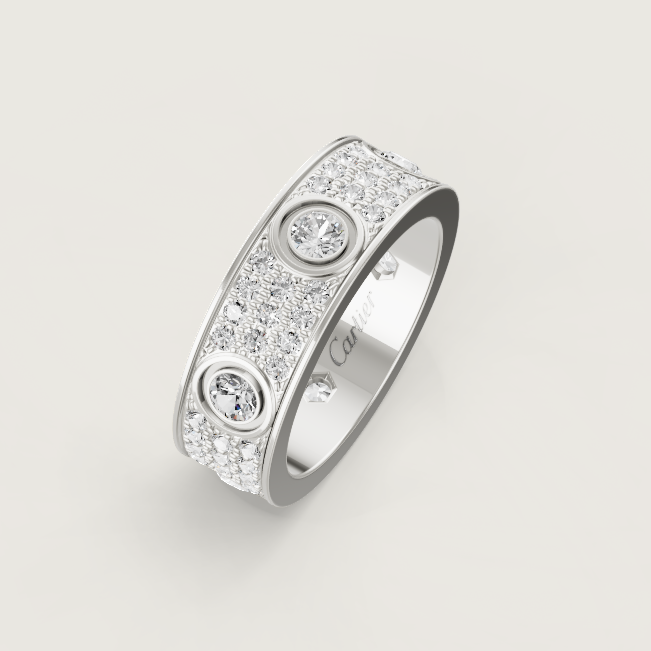 [LUXE]LOVE RING 6.5MM Full Diamond, 6 Major Diamonds Silver