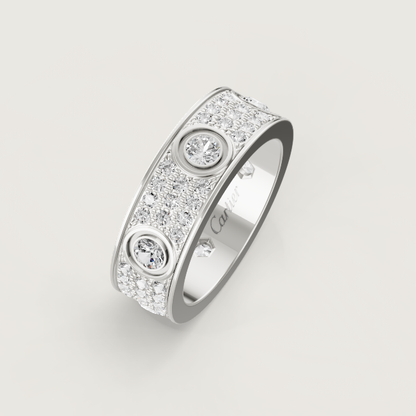 [LUXE]LOVE RING 6.5MM Full Diamond, 6 Major Diamonds Silver