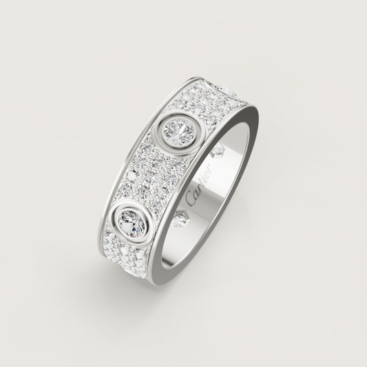 [LUXE]LOVE RING 6.5MM Full Diamond, 6 Major Diamonds Silver