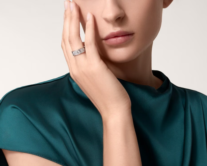 [LUXE]LOVE RING 6.5MM Full Diamond, 6 Major Diamonds Silver