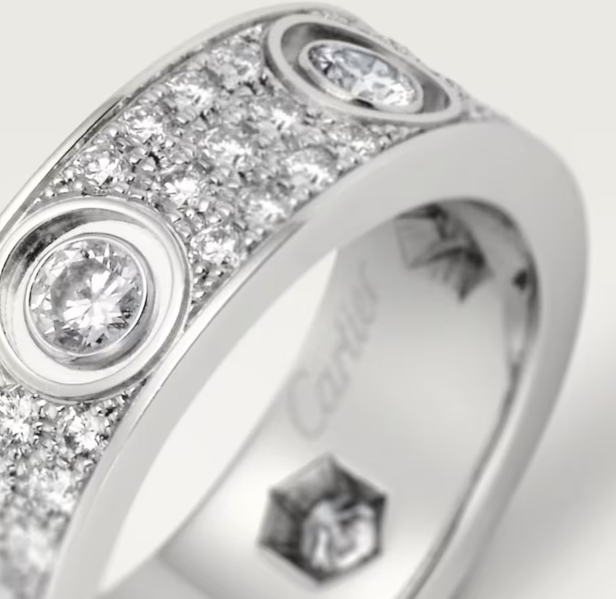 [LUXE]LOVE RING 6.5MM Full Diamond, 6 Major Diamonds Silver
