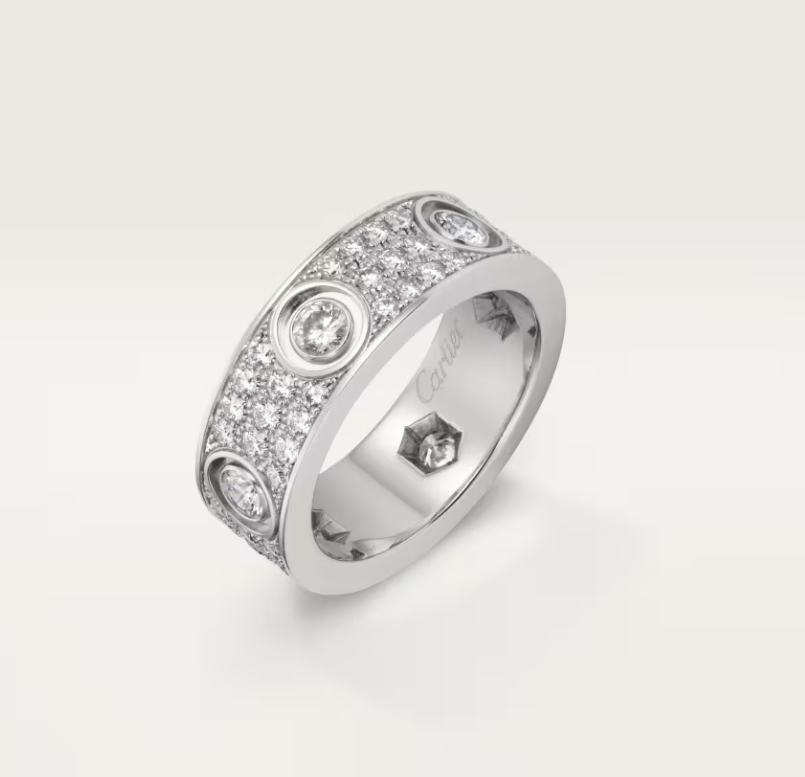 [LUXE]LOVE RING 6.5MM Full Diamond, 6 Major Diamonds Silver