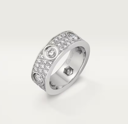 [LUXE]LOVE RING 6.5MM Full Diamond, 6 Major Diamonds Silver
