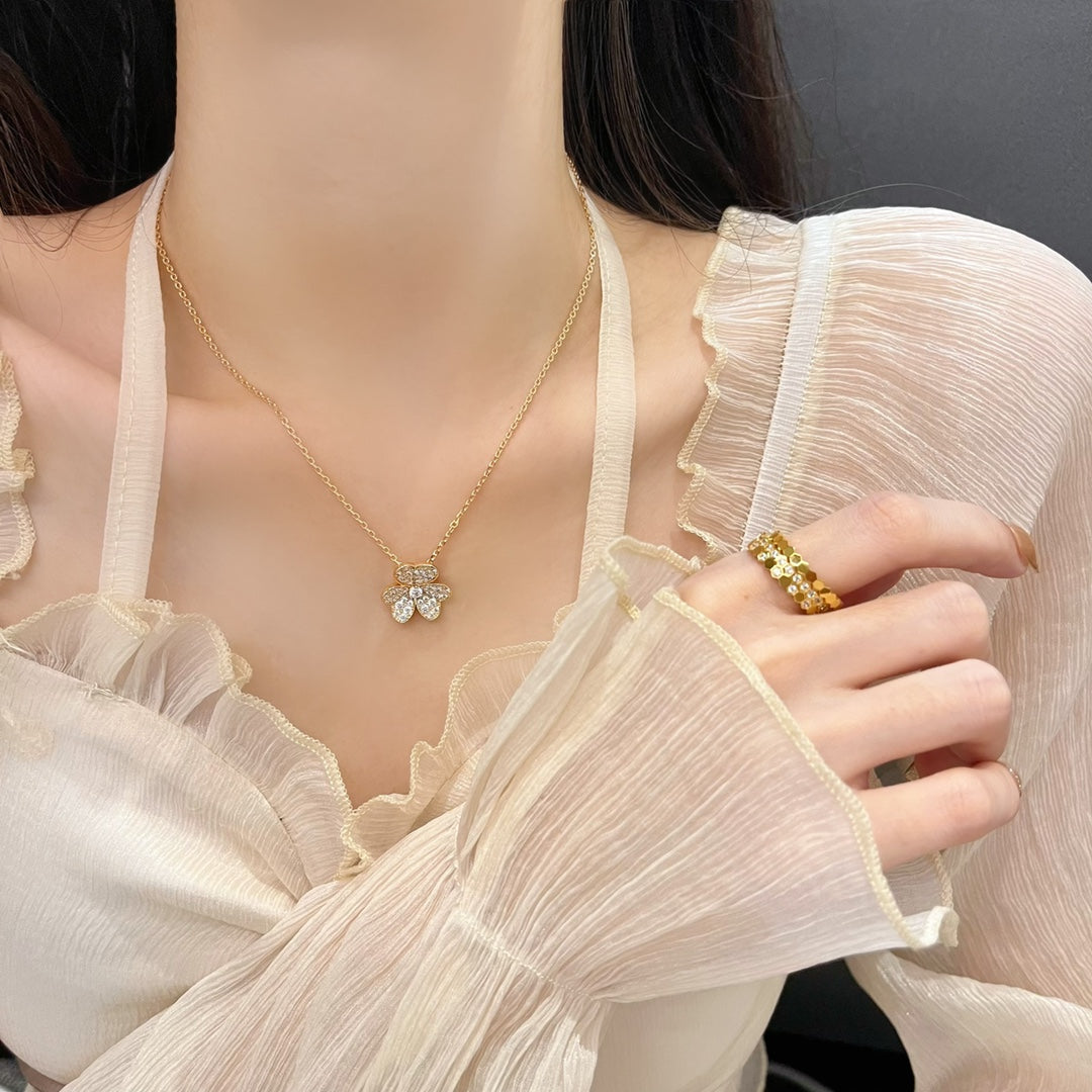 [LUXE]FLOWER DIAMOND NECKLACE