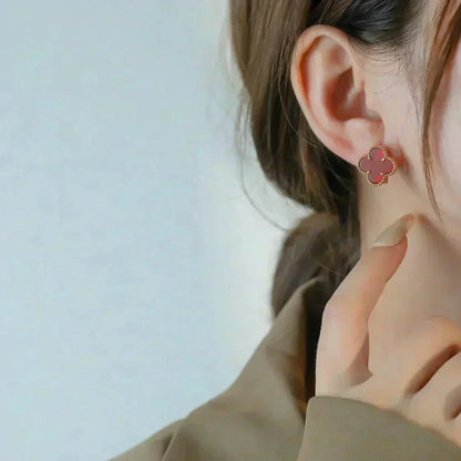[LUXE]CLOVER MEDIUM 1 MOTIFS CARNELIAN  EARRINGS