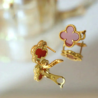 [LUXE]CLOVER MEDIUM 1 MOTIFS CARNELIAN  EARRINGS