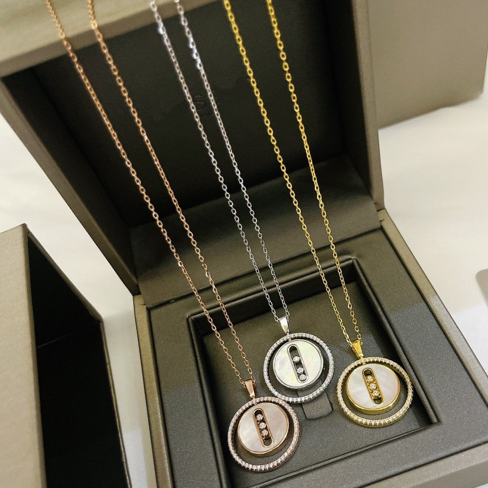 [LUXE]LUCKY MOVE MM NACRE BLANCHE DIAMOND NECKLACE