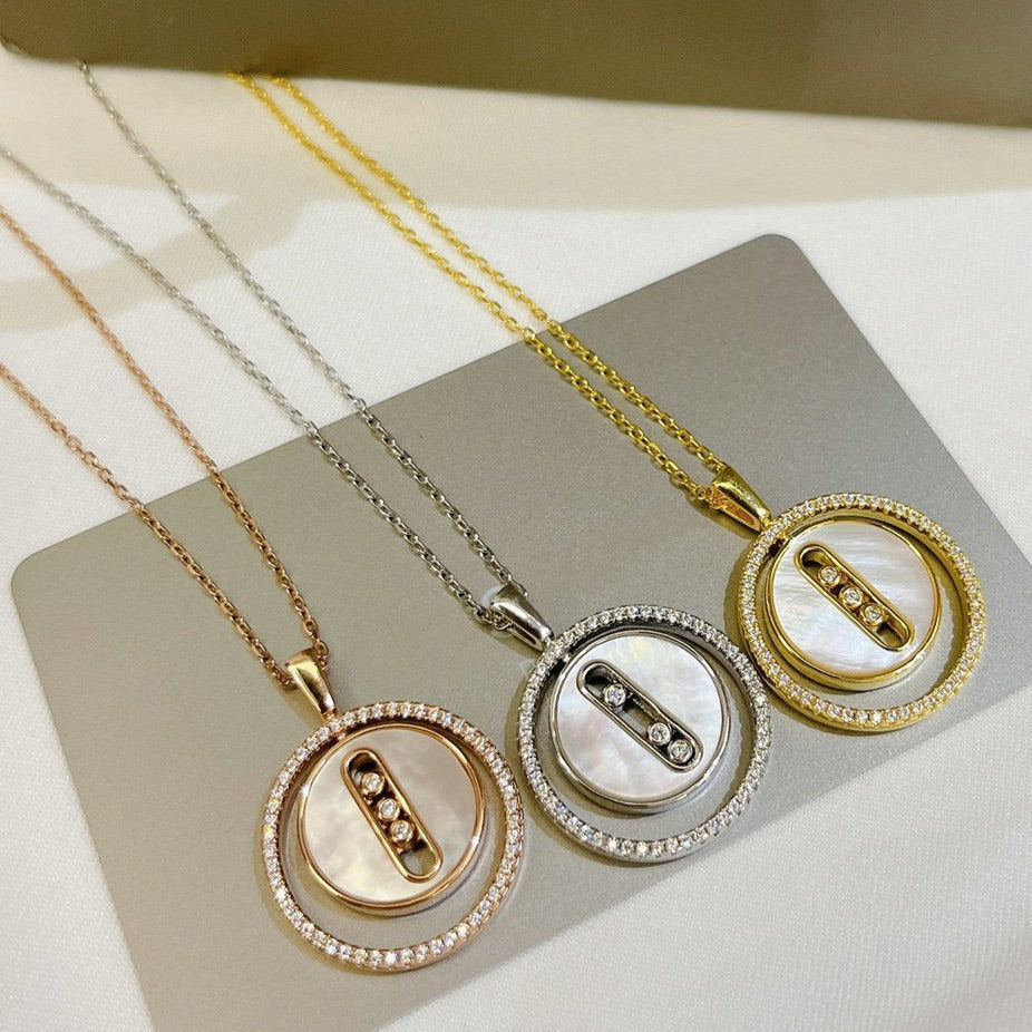 [LUXE]LUCKY MOVE MM NACRE BLANCHE DIAMOND NECKLACE