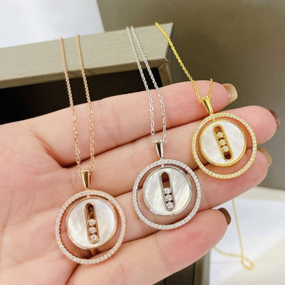 [LUXE]LUCKY MOVE MM NACRE BLANCHE DIAMOND NECKLACE