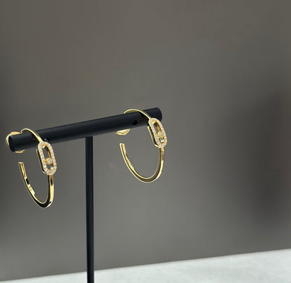 [LUXE]CREOLES MOVE UNO PM DIAMOND EARRINGS