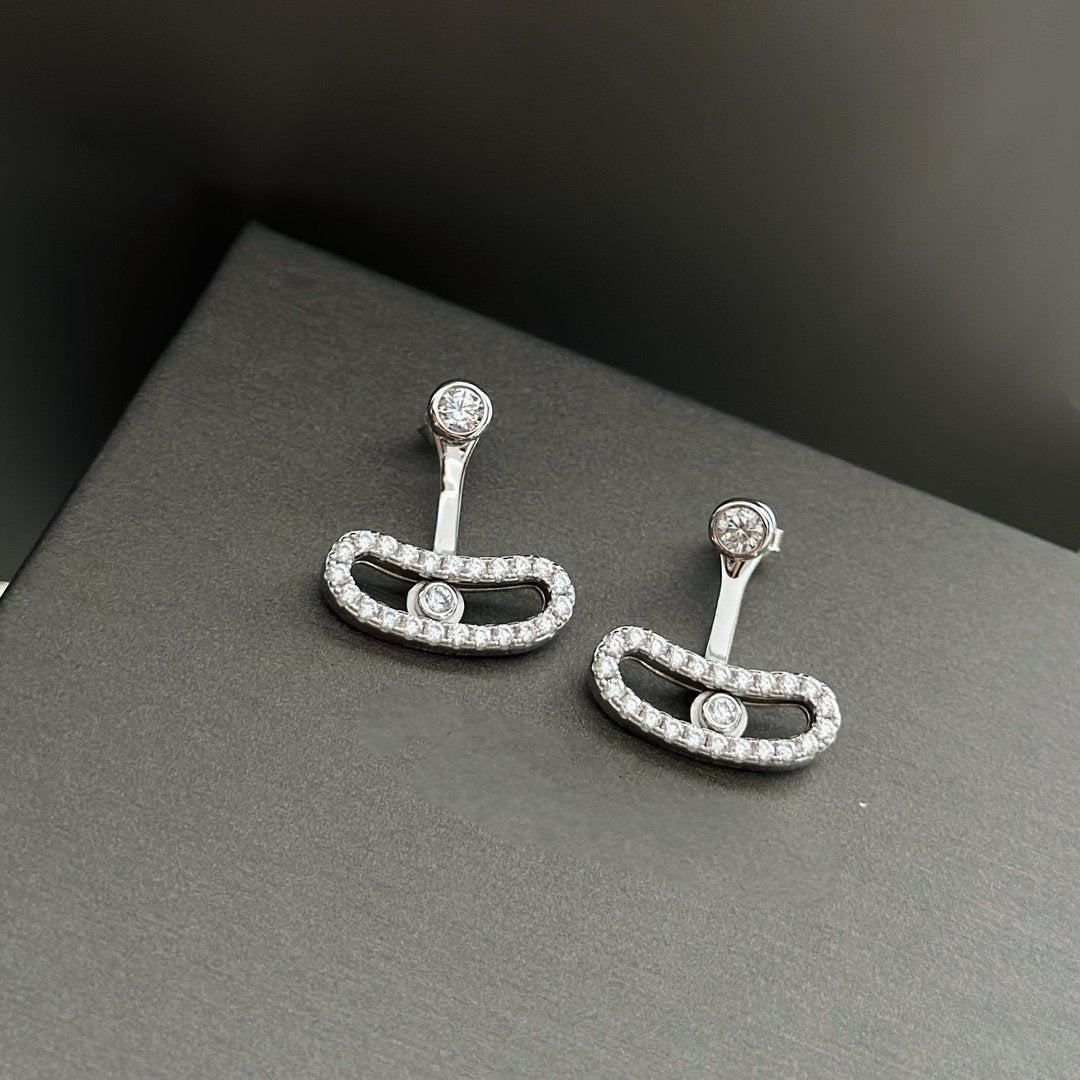 [LUXE]MOVE UNO SILVER DIAMOND EARRINGS